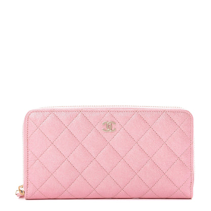 Chanel Iridescent Caviar Quilted Large Zip Around Wallet Pink 1 of 10