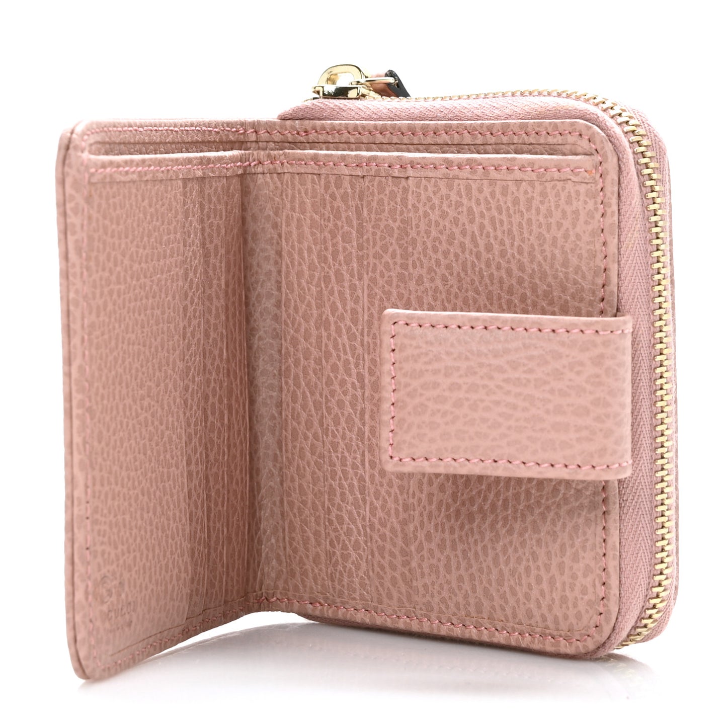 Monogram Dollar Calfskin Zip Around French Flap Wallet Beige Ebony Soft Pink