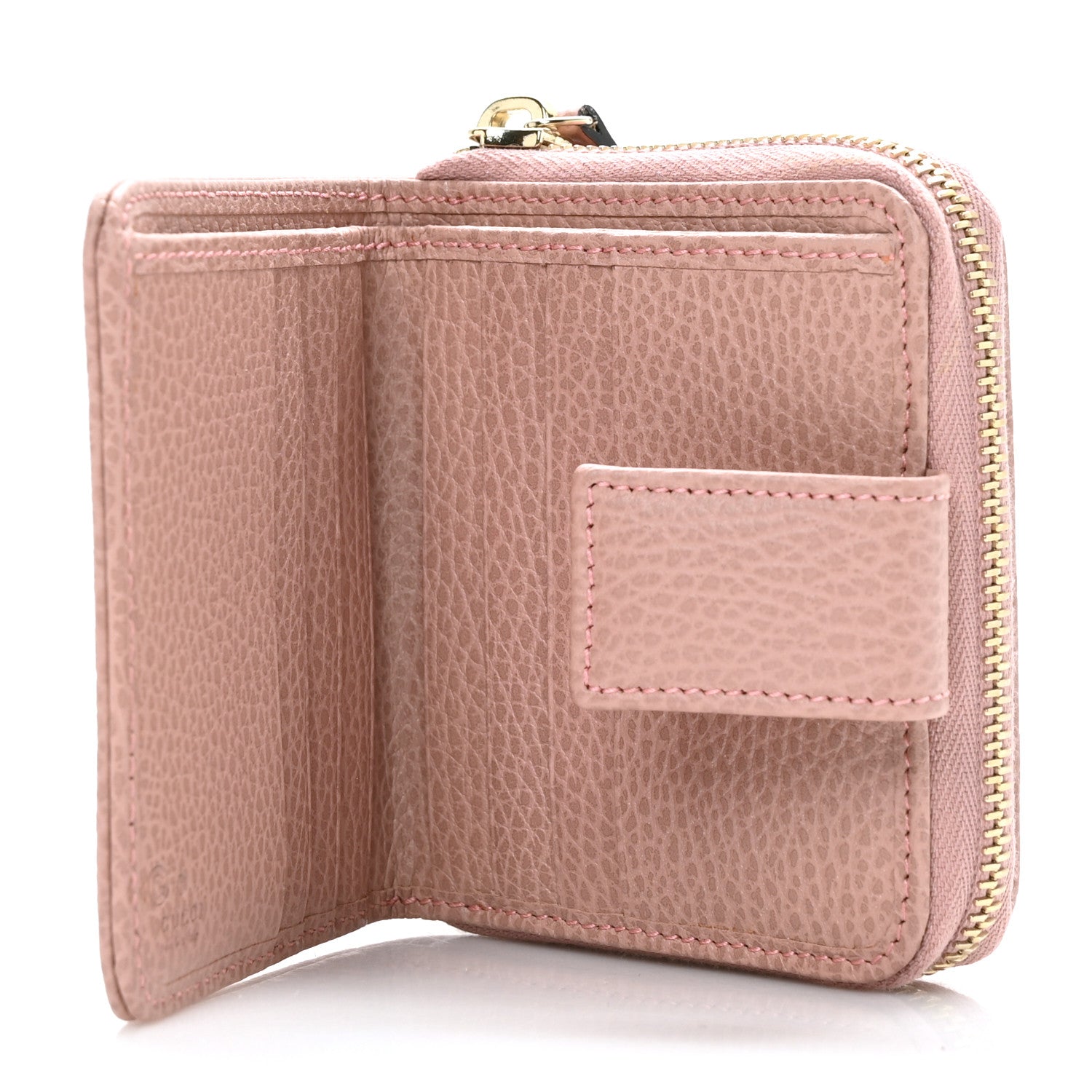 Gucci Monogram Dollar Calfskin Zip Around French Flap Wallet Beige Ebony Soft Pink 4 of 7
