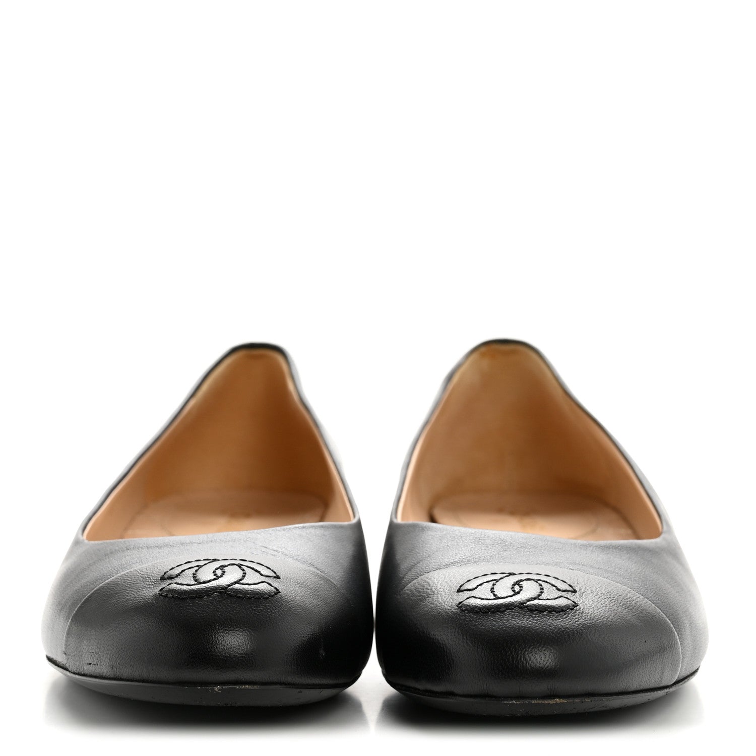 Chanel Lambskin Cap Toe Ballerina Flats 38.5 Dark Navy Black 3 of 10