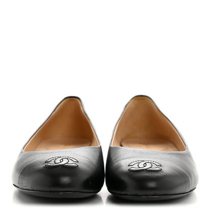 Chanel Lambskin Cap Toe Ballerina Flats 38.5 Dark Navy Black 3 of 10
