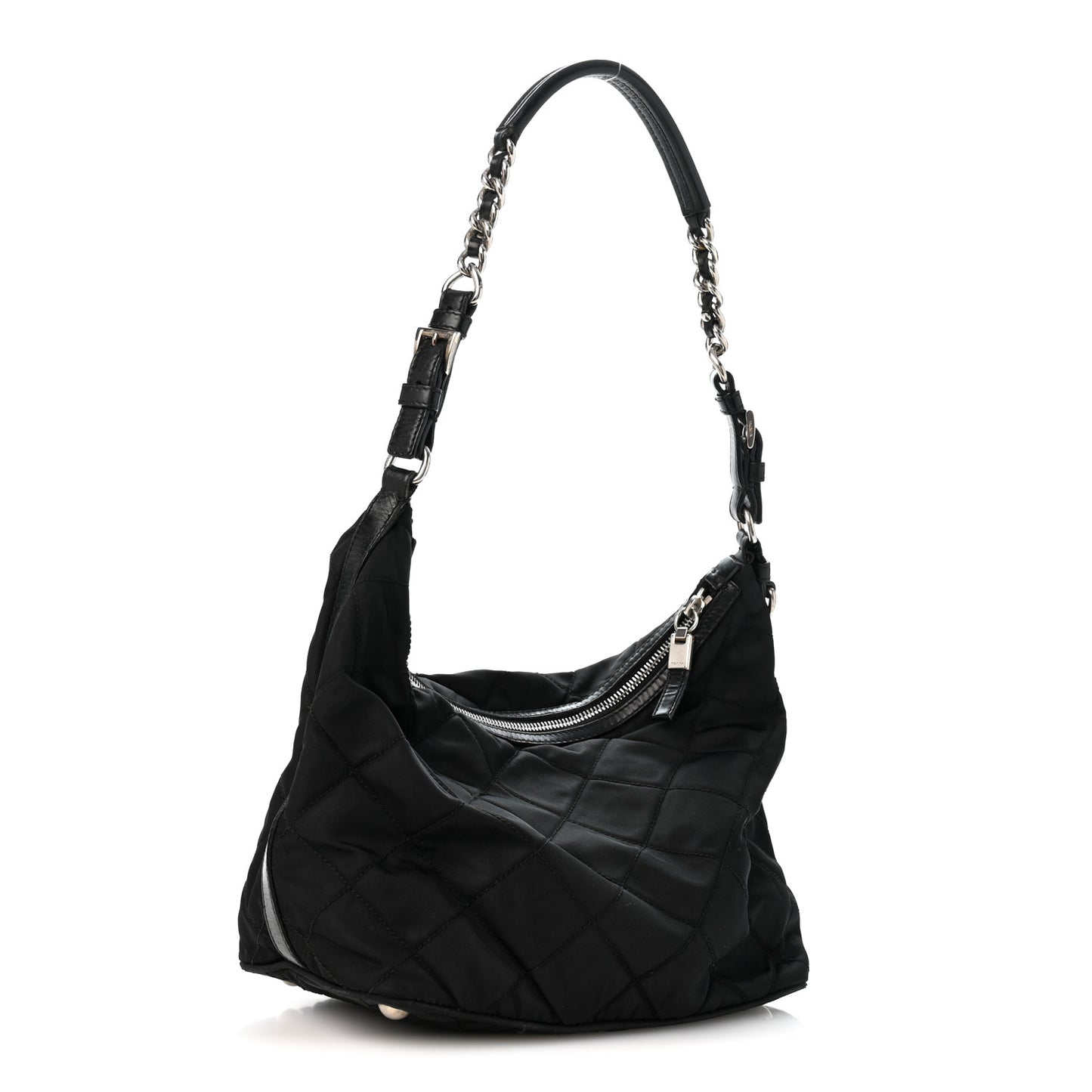 Nylon Tessuto Impuntu Quilted Shoulder Bag Black