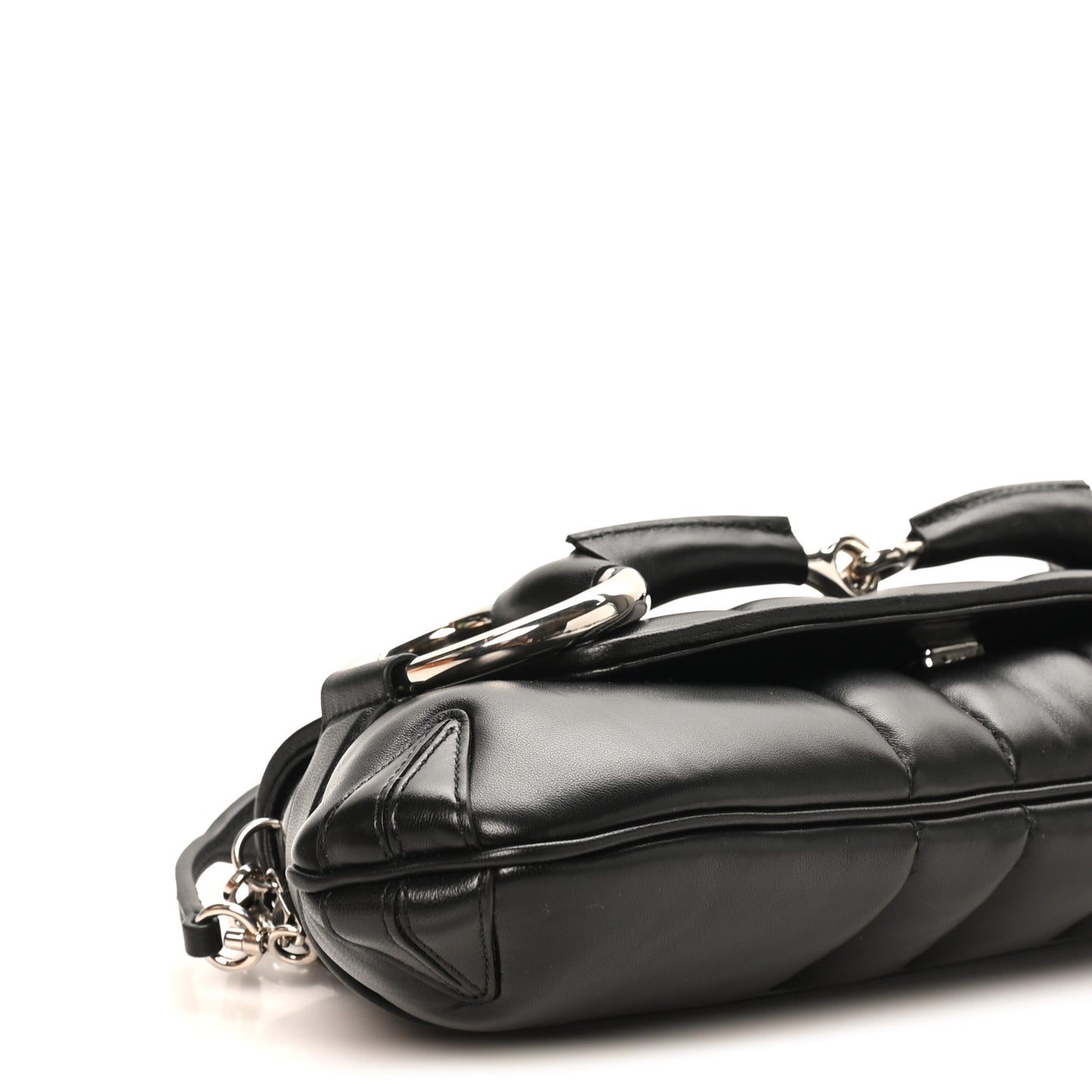 Nappa Vertical Matelasse Medium Maxi Horsebit Chain Shoulder Bag Black