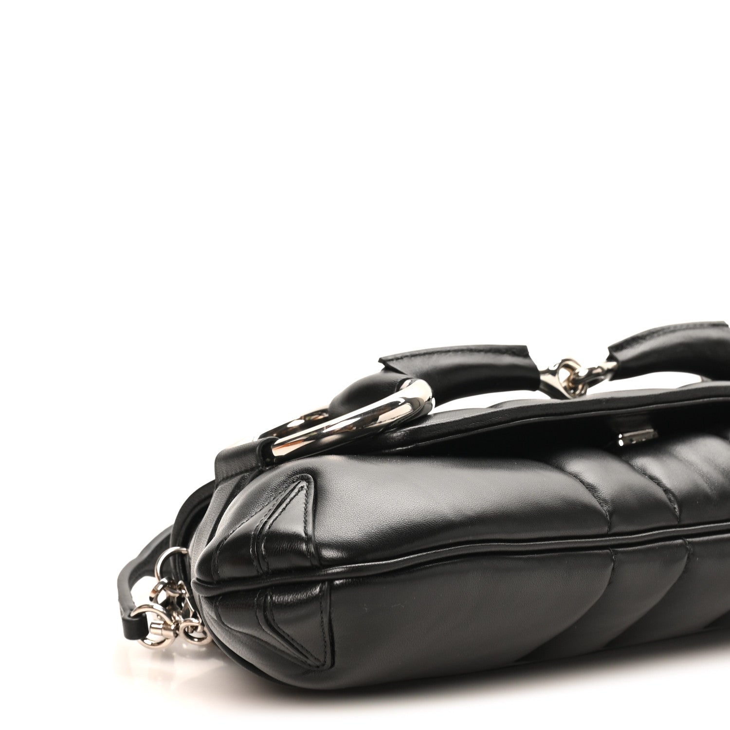 Gucci Nappa Vertical Matelasse Medium Maxi Horsebit Chain Shoulder Bag Black 9 of 11