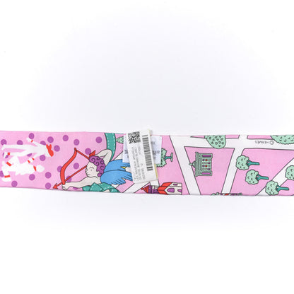 Hermes Silk Les Nouveaux Amoureux de Paris Twilly Rose Buvard White Vert 2 of 3