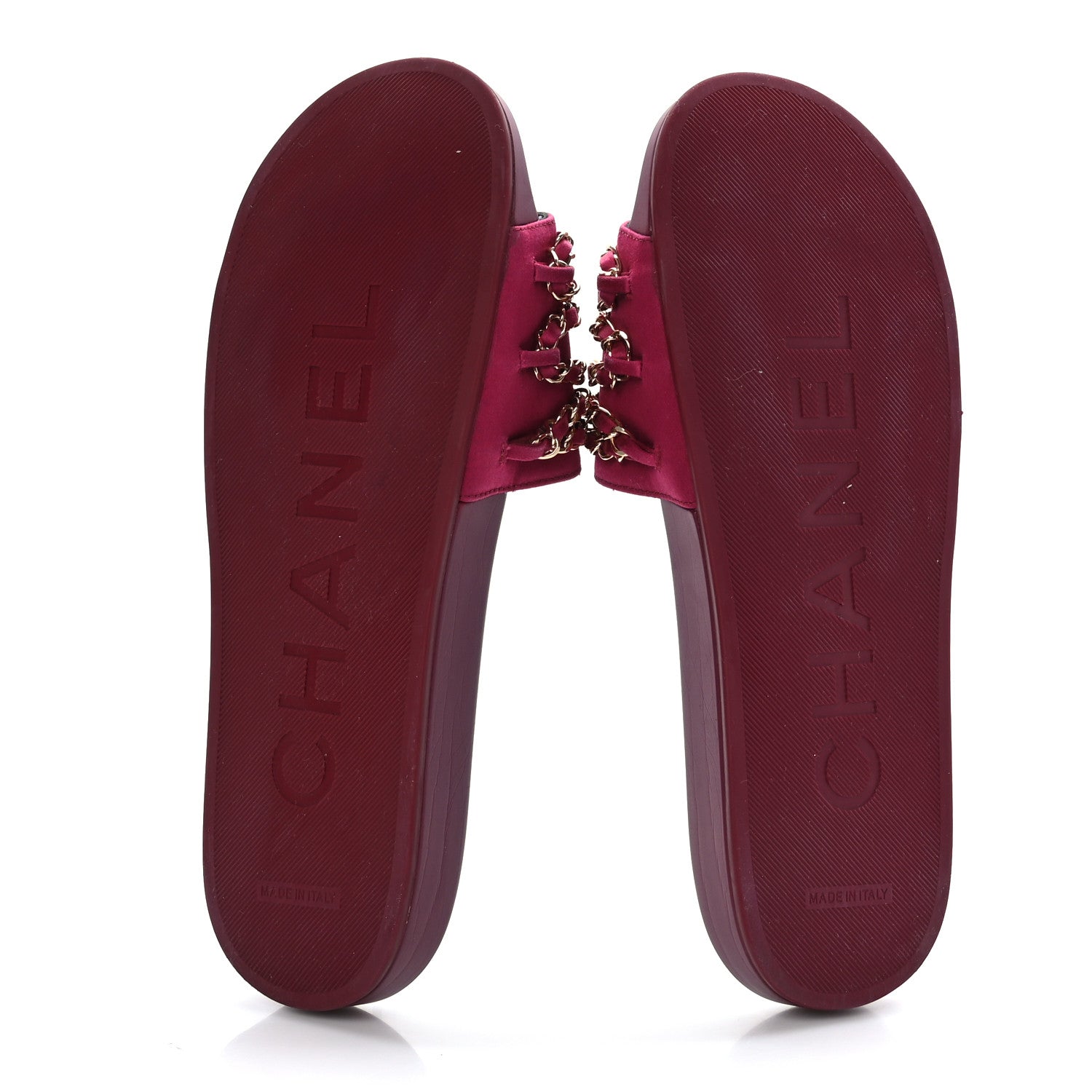 Chanel Satin Chain Flat Sandals 41 Dark Fuchsia 5 of 7