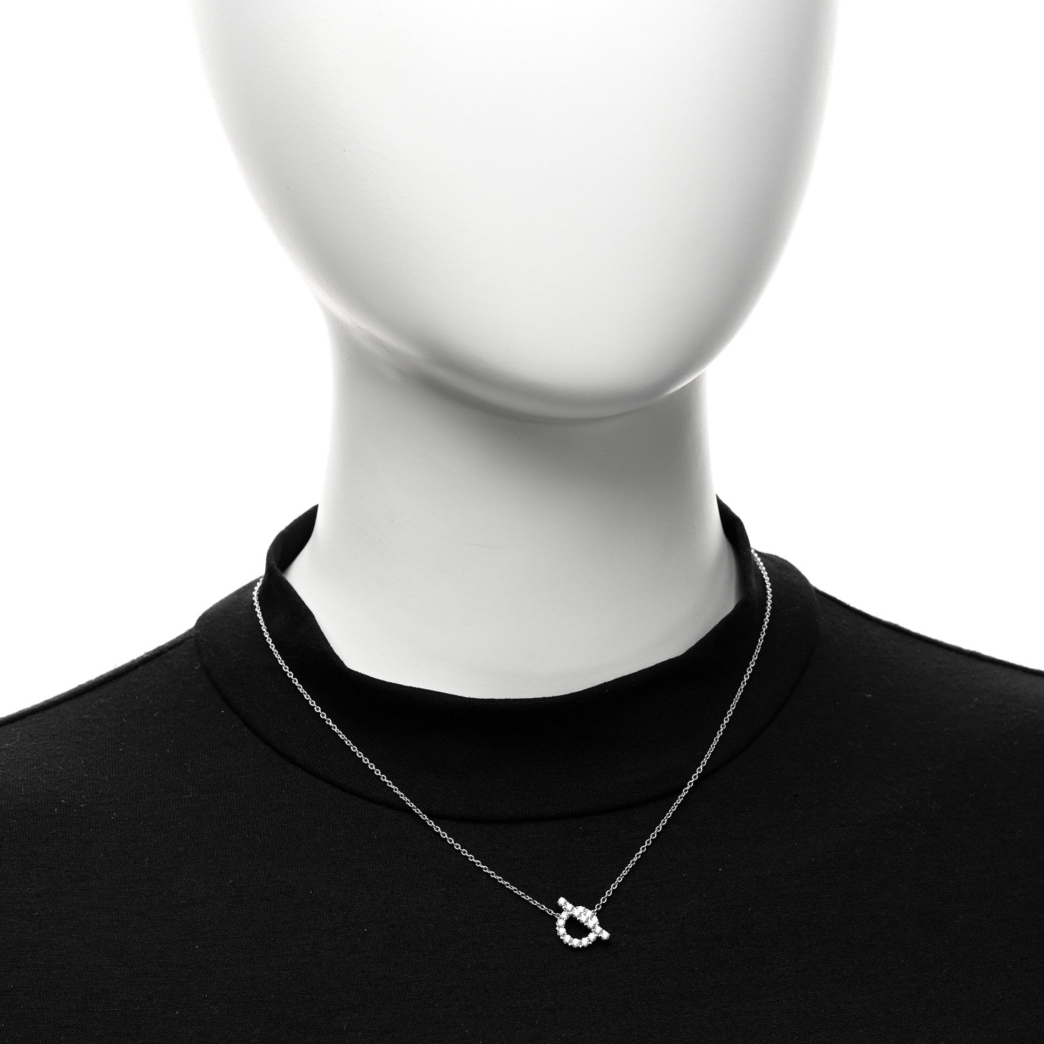 Hermes 18K White Gold Diamond Finesse Pendant Necklace 2 of 6