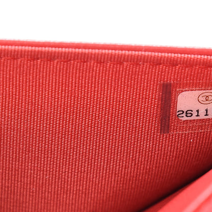 Chanel Lambskin Chevron Quilted Studded Wallet On Chain WOC Light Red 8 of 15