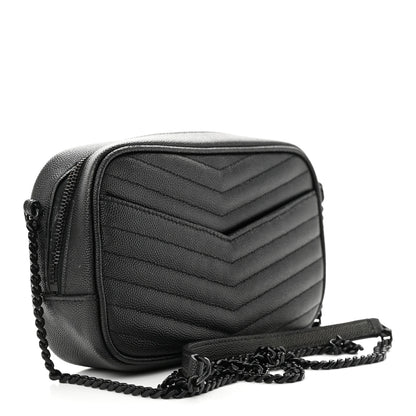 Saint Laurent Grain De Poudre Matelasse Monochrome Monogram Mini Lou Camera Bag Black 3 of 13