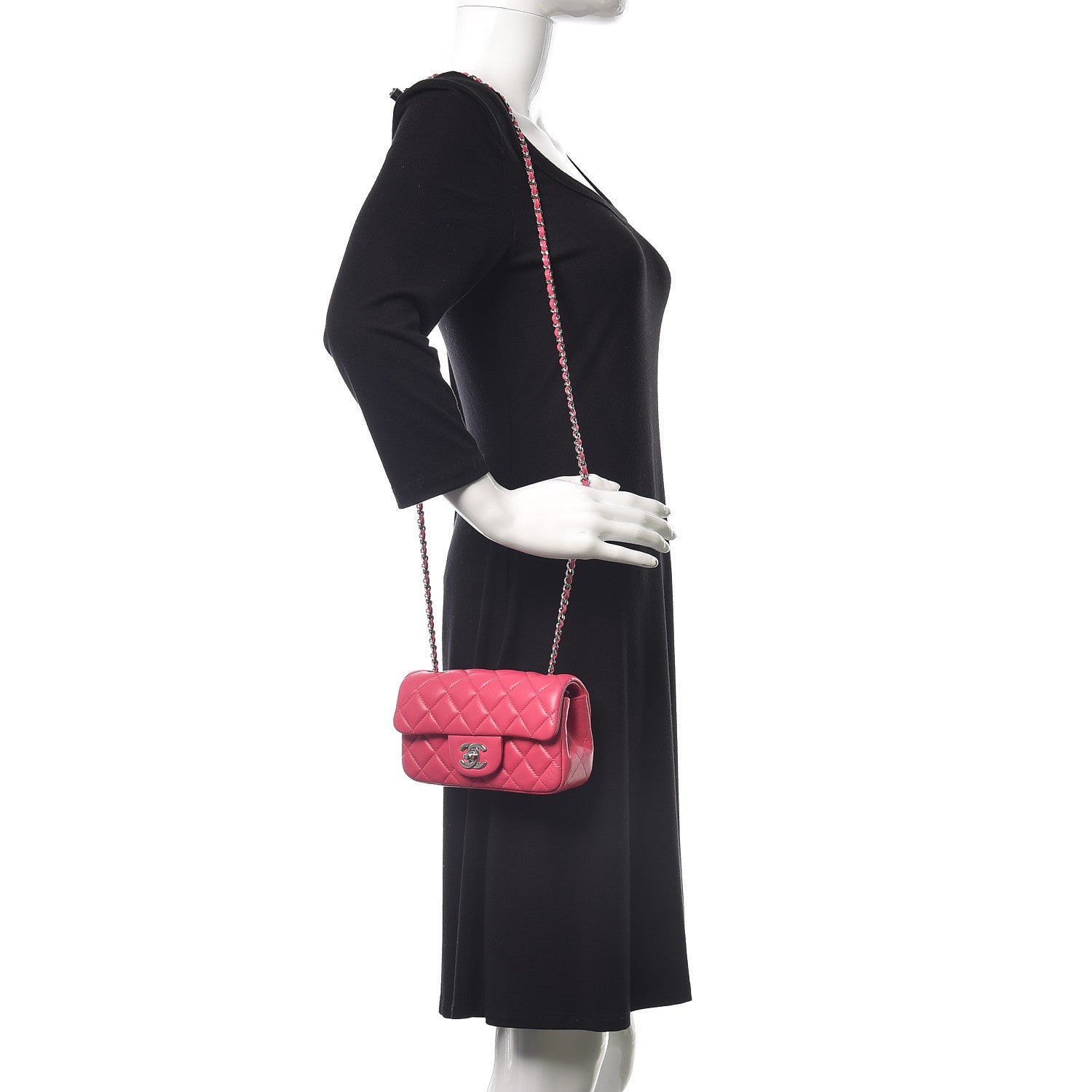 Chanel Lambskin Quilted Extra Mini Flap Dark Pink 2 of 12
