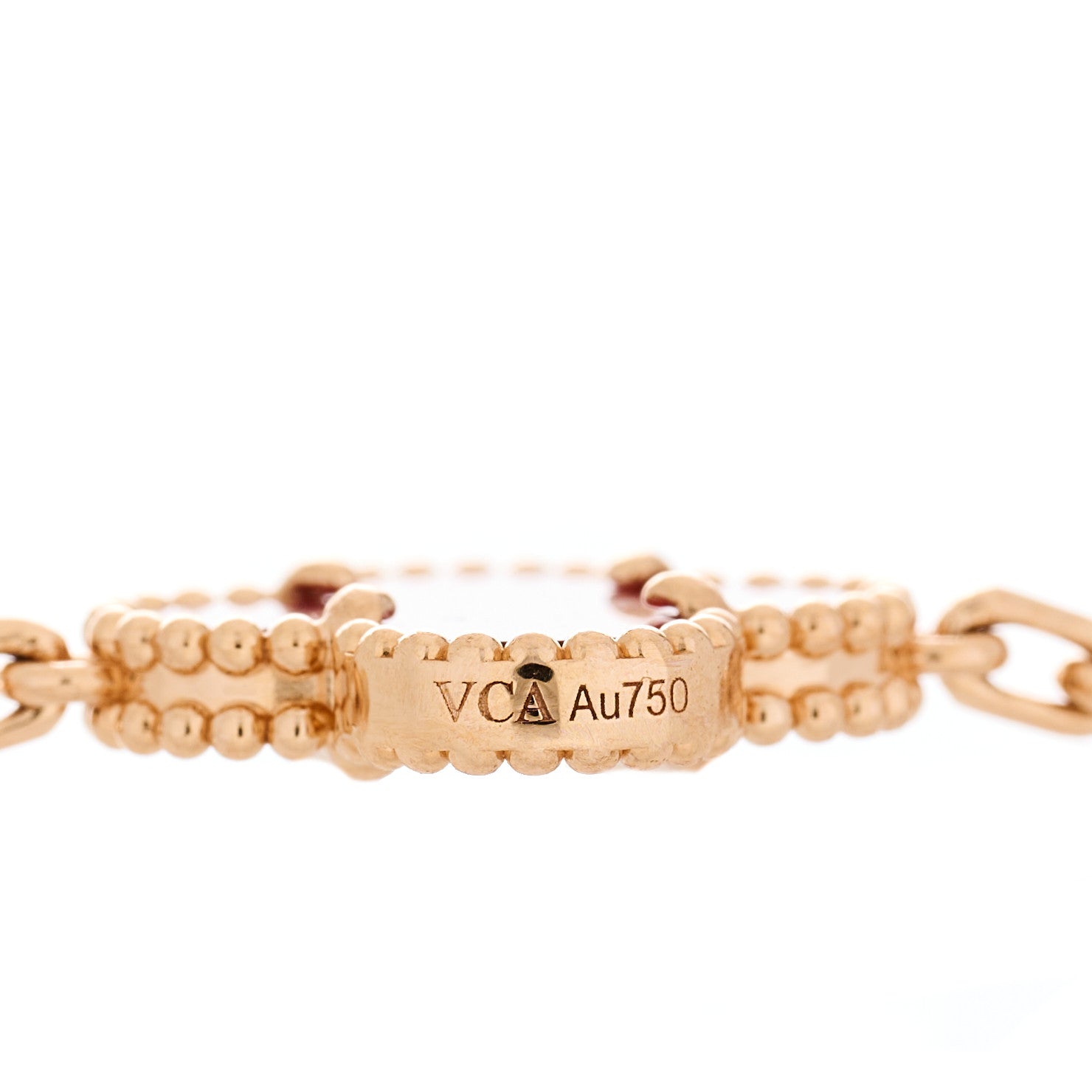 Van Cleef & Arpels 18K Rose Gold Carnelian 20 Motifs Guilloche Vintage Alhambra Necklace 4 of 6