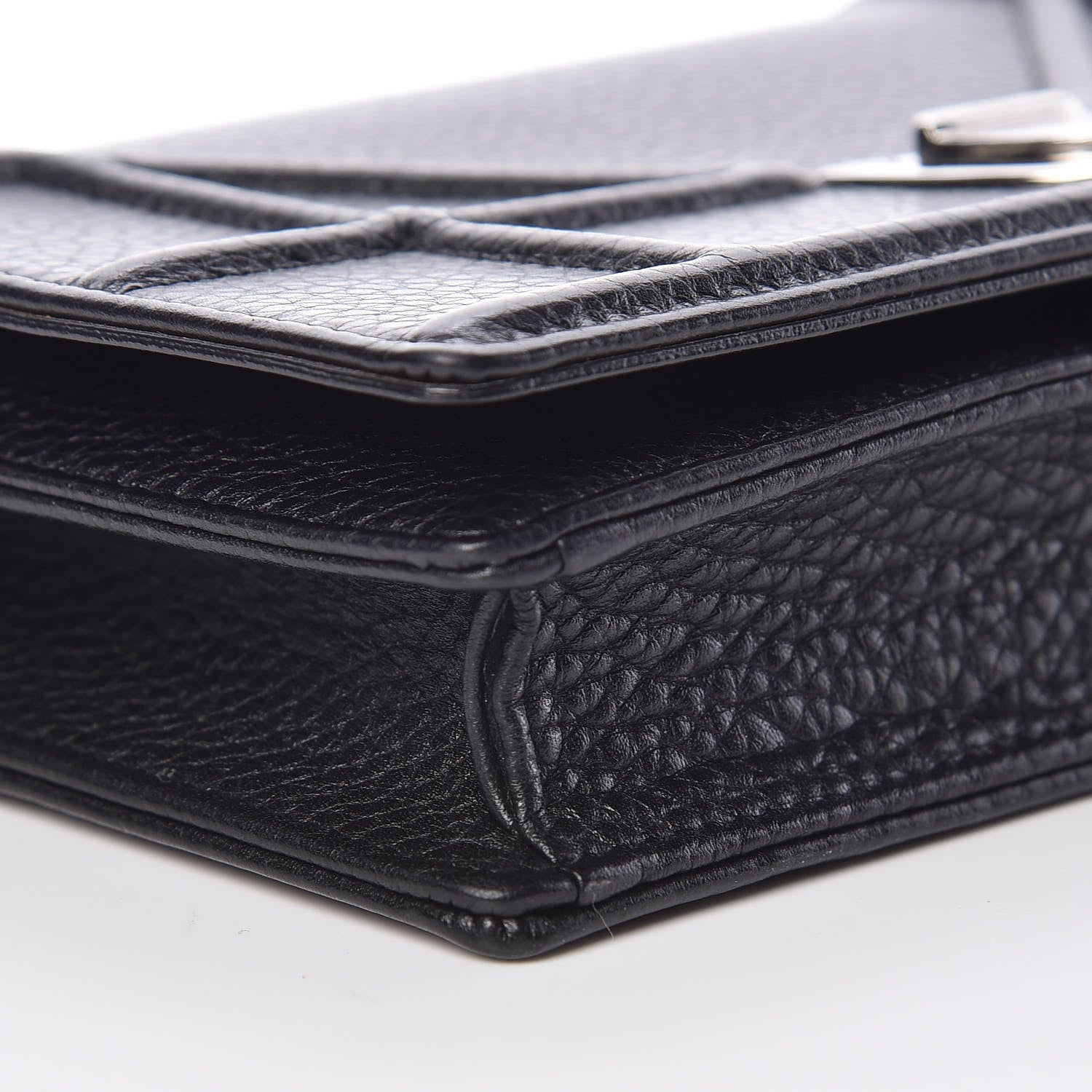 Christian Dior Grained Calfskin Diorama Wallet on Chain Pouch Black 9 of 10
