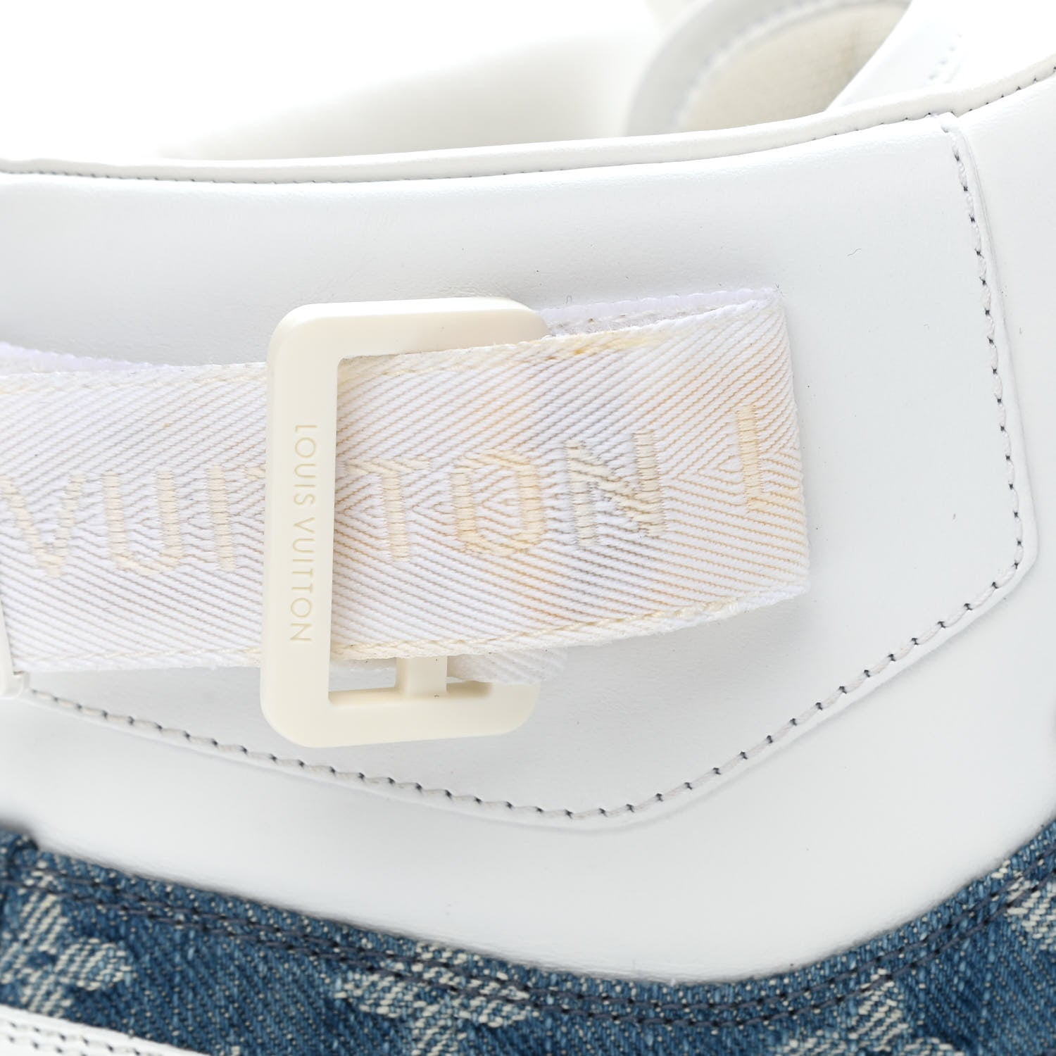 Louis Vuitton Calfskin Monogram Denim Rivoli High Top Sneakers 10 White 10 of 13