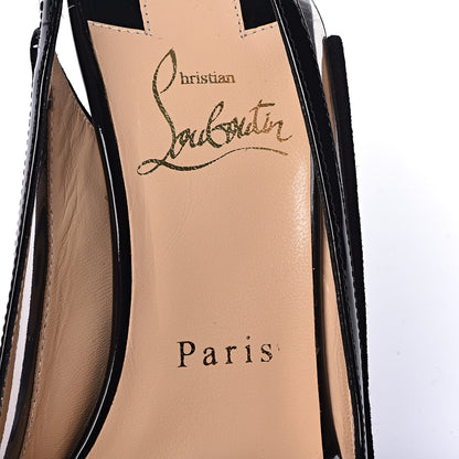 Christian Louboutin Glitter Floque Patent PVC Suspenodo Sling 100 Pumps 36 Platine Black 6 of 8