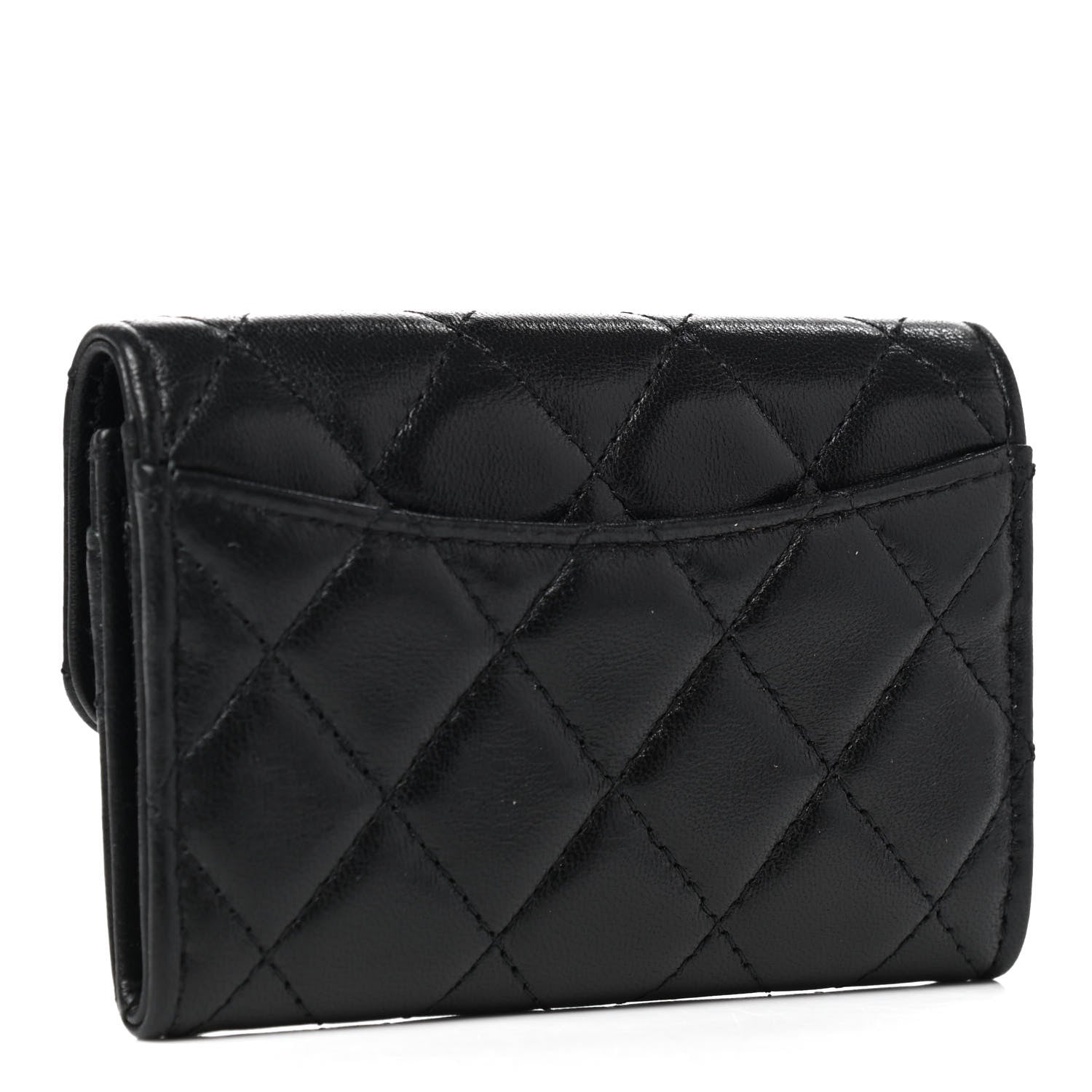 Chanel Lambskin Quilted Flap Card Holder Wallet Black 3 of 8