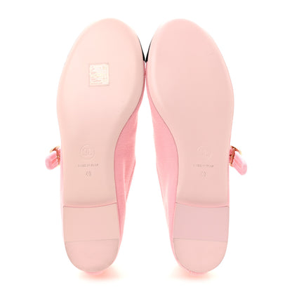 Chanel Fabric Grosgrain Mary Jane Flats 40 Light Pink Black 6 of 10