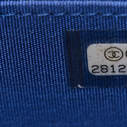 Chanel Caviar Quilted Boy Zip Around Coin Purse Wallet Blue 7 of 7