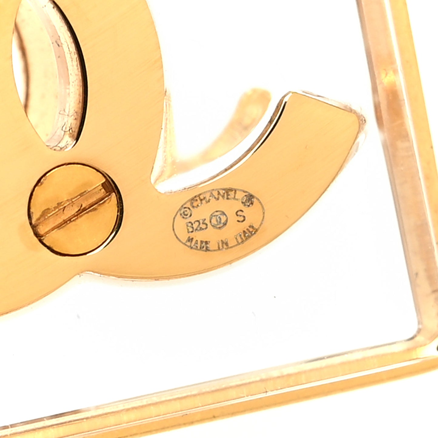 Metal Resin CC Square Drop Earrings Gold Transparent