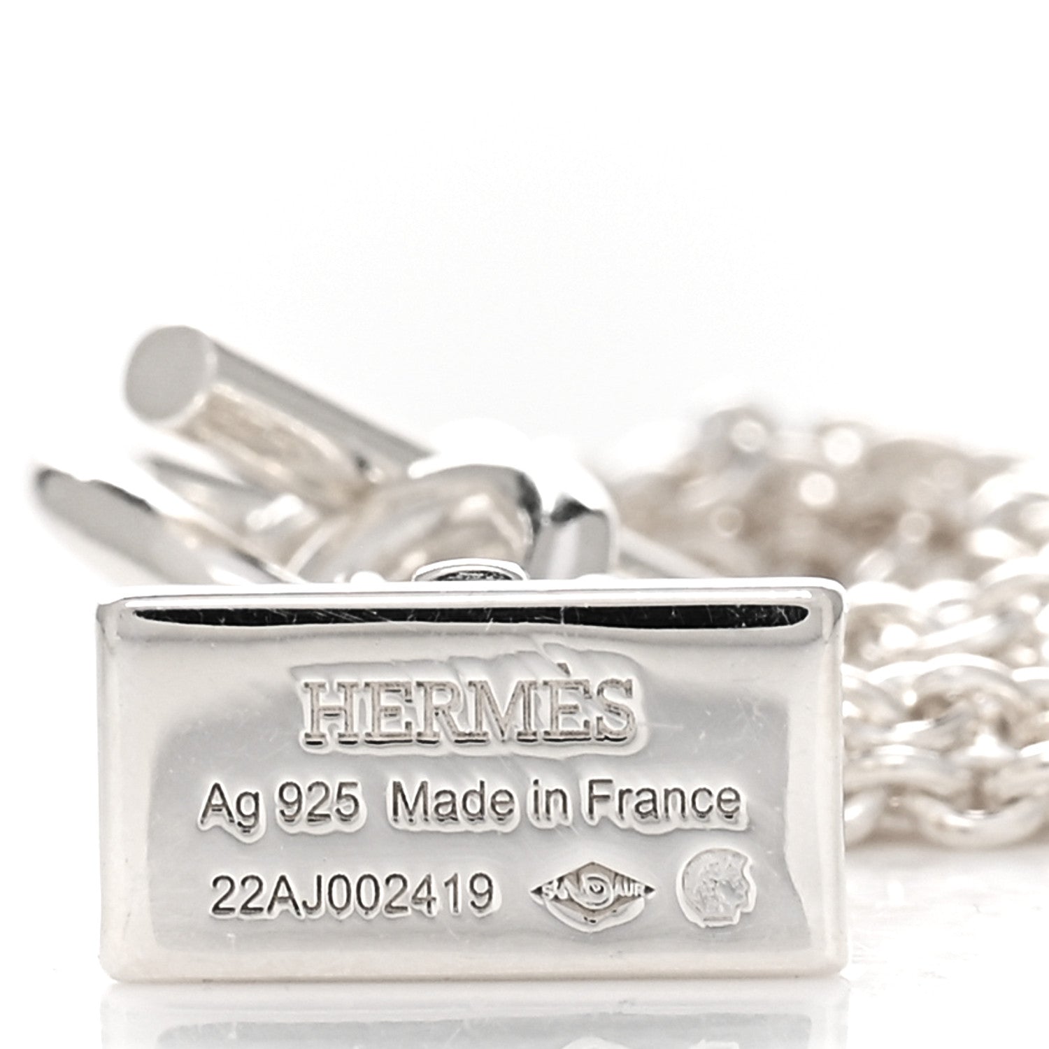 Hermes Sterling Silver Birkin Amulette Pendant Necklace 4 of 5