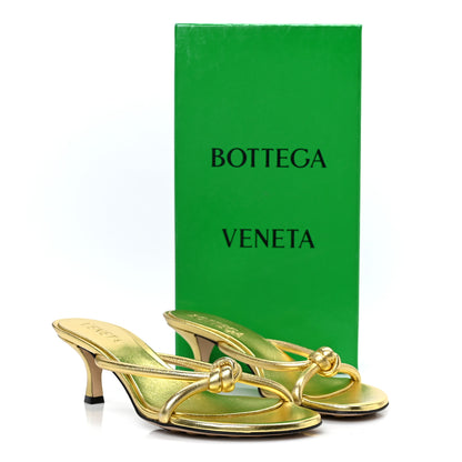 Bottega Veneta Metallic Nappa Blink Knot Mule Sandals 37.5 Gold 10 of 10