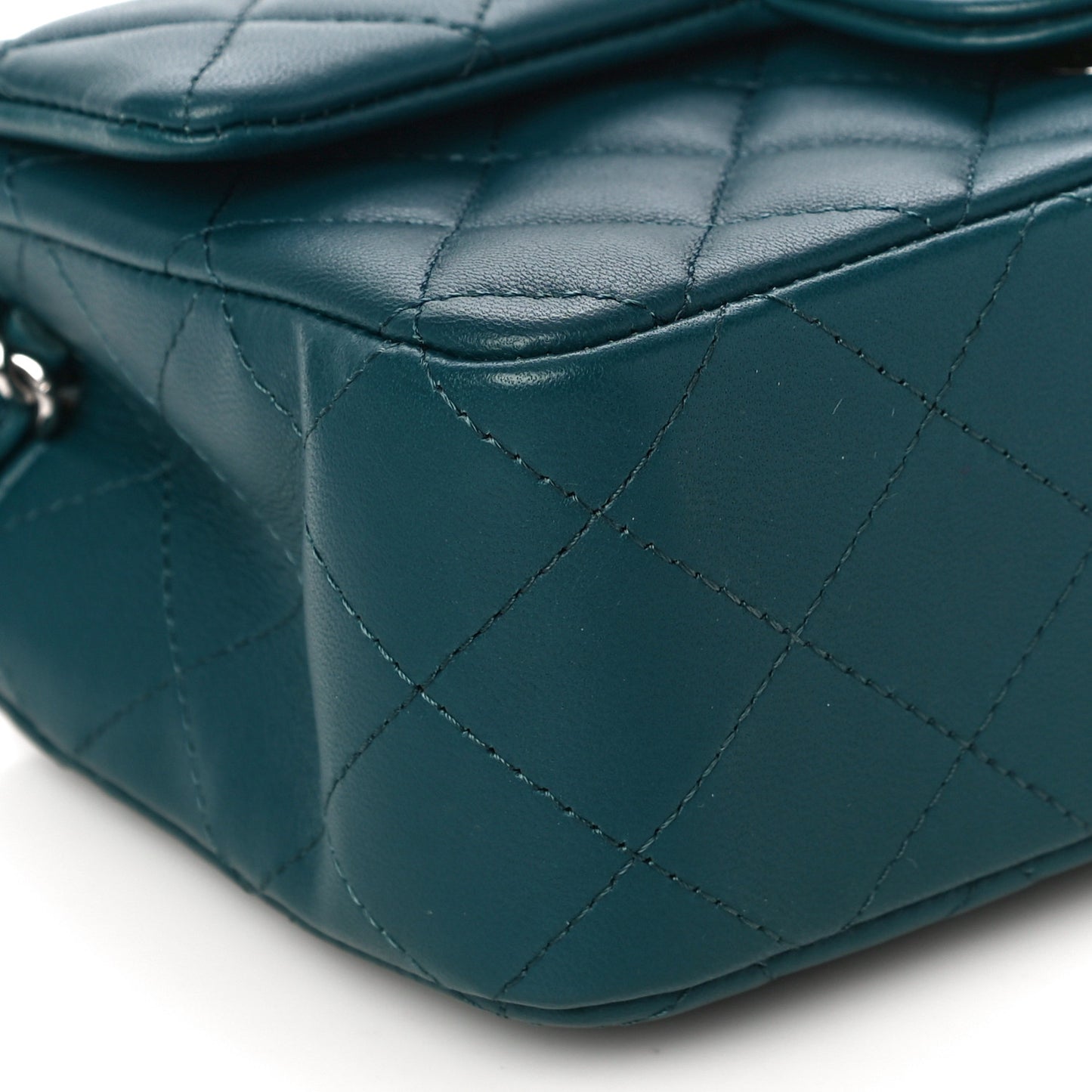 Lambskin Quilted Mini Rectangular Flap Dark Blue