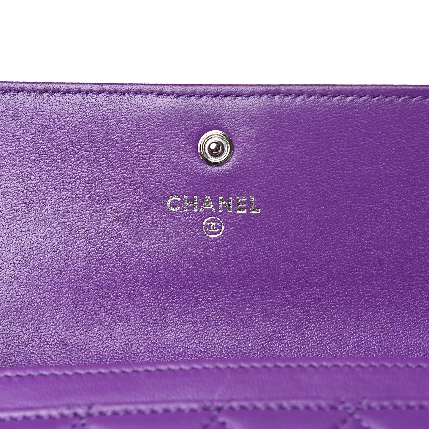Lambskin Quilted Small Boy Flap Wallet Purple