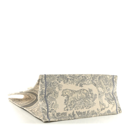 Christian Dior Canvas Embroidered Large Dioriviera Toile De Jouy Book Tote Gray 4 of 11