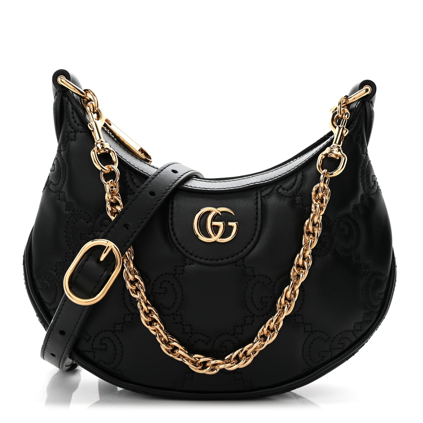 Calfskin GG Matelasse Mini Hobo Shoulder Bag Black