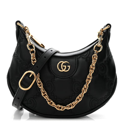 Gucci Calfskin GG Matelasse Mini Hobo Shoulder Bag Black 1 of 9