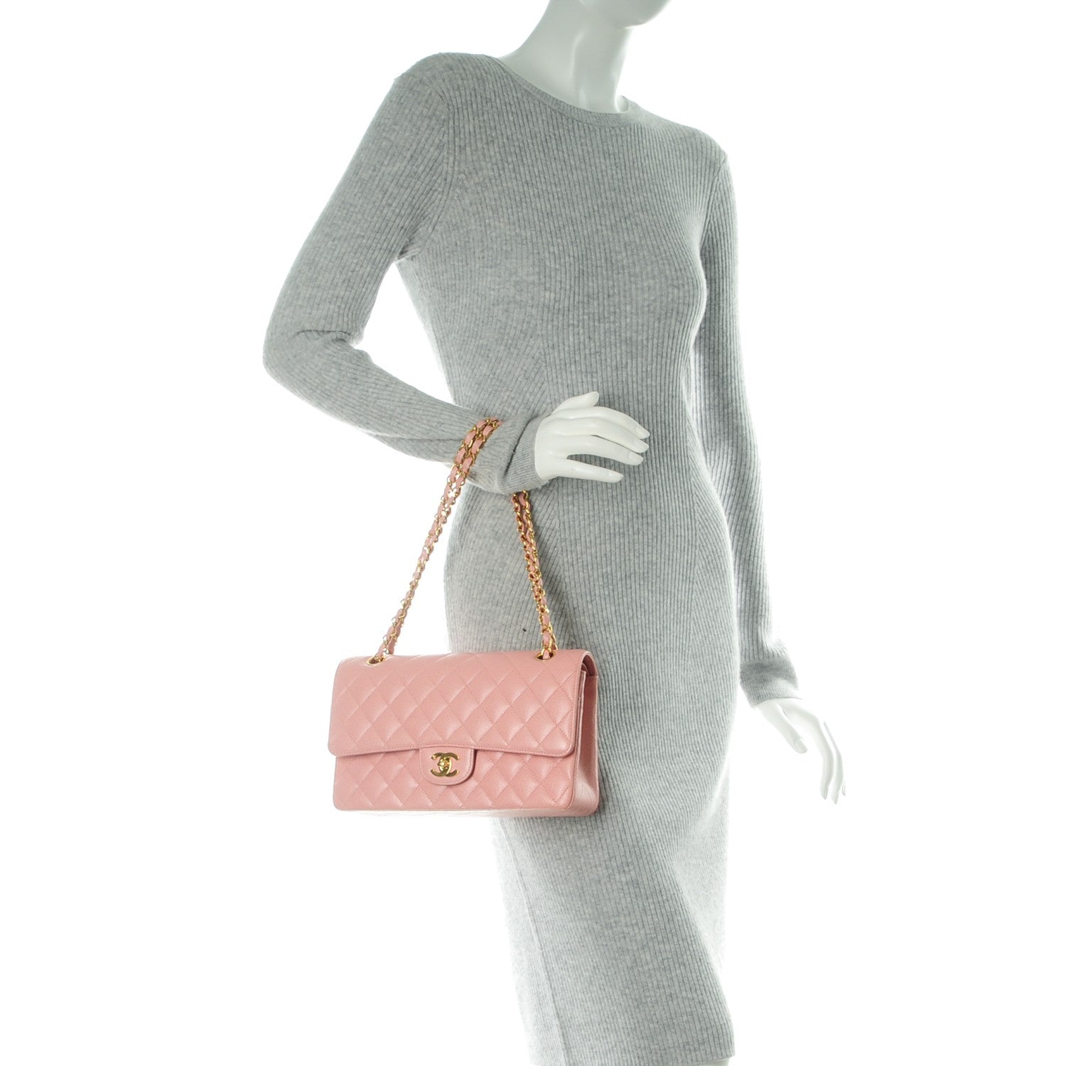 Chanel Caviar Quilted Medium Double Flap Pink 2 of 10