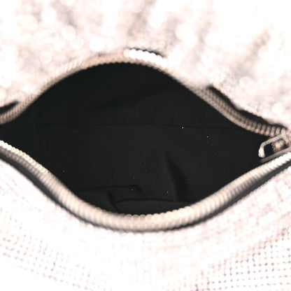 Alexander Wang Mesh Crystal Rhinestone Mini Scrunchie Clutch Black Silver 5 of 10