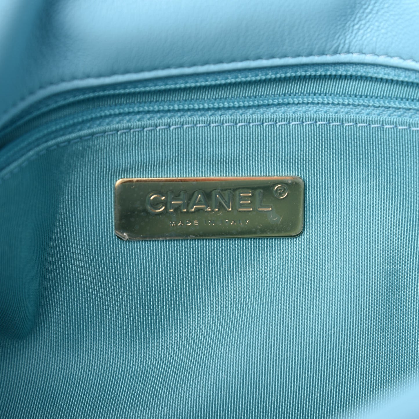 Shiny Lambskin Quilted Medium Chanel 19 Flap Light Blue