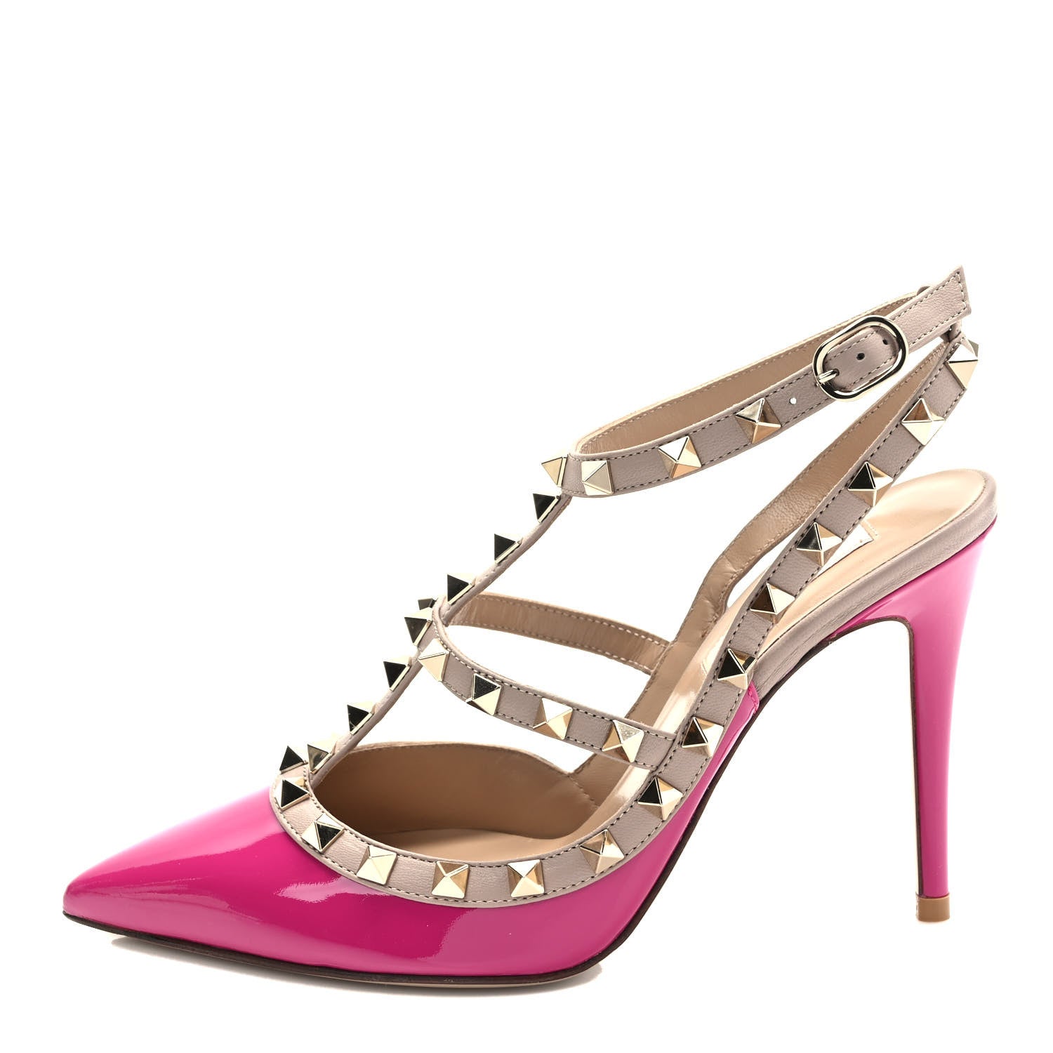 Valentino Garavani Patent Nappa Rockstud Ankle Strap 100mm Pumps 37.5 Rose Violet Poudre 1 of 8