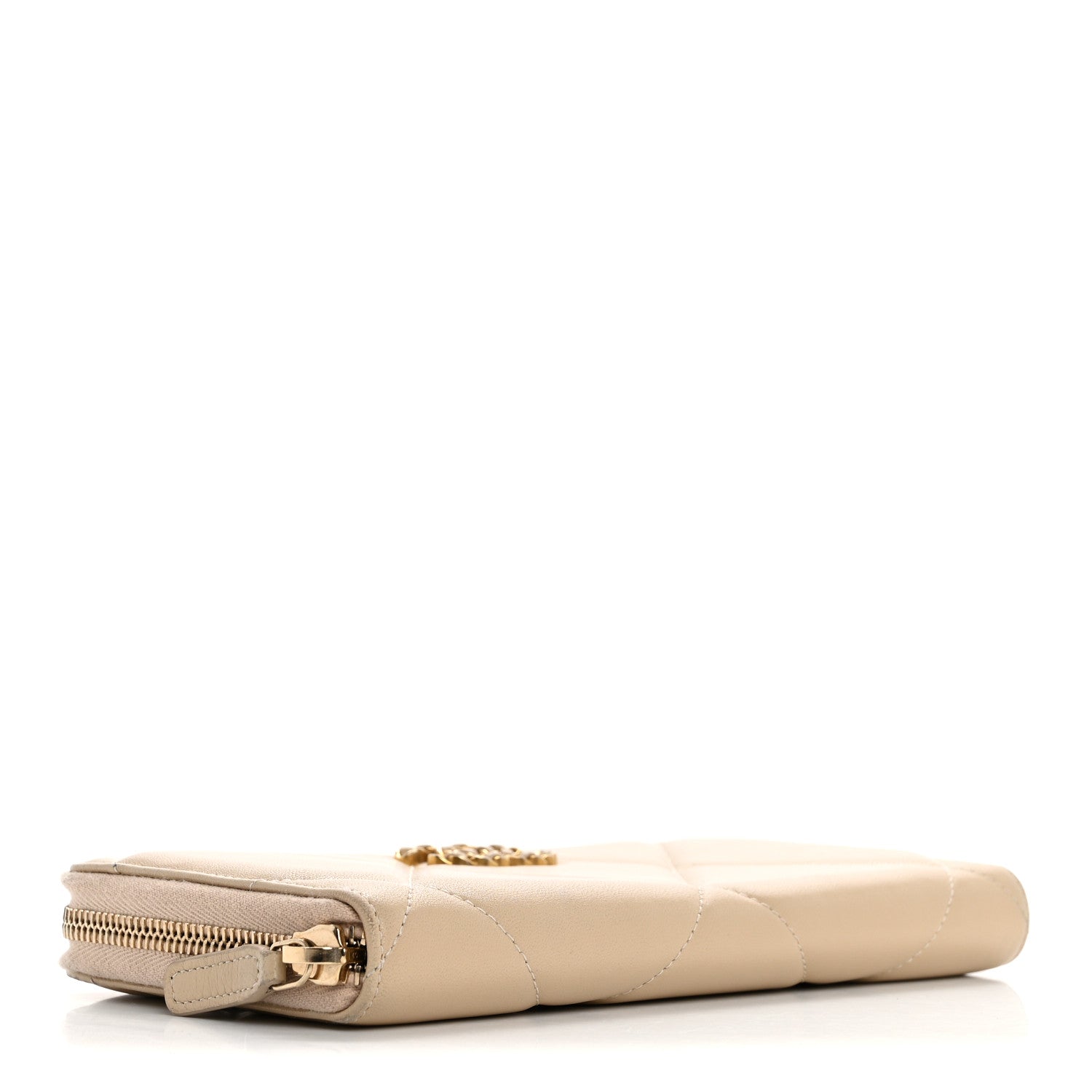 Chanel Shiny Goatskin Quilted 19 Long Zipped Around Wallet Beige 4 of 14