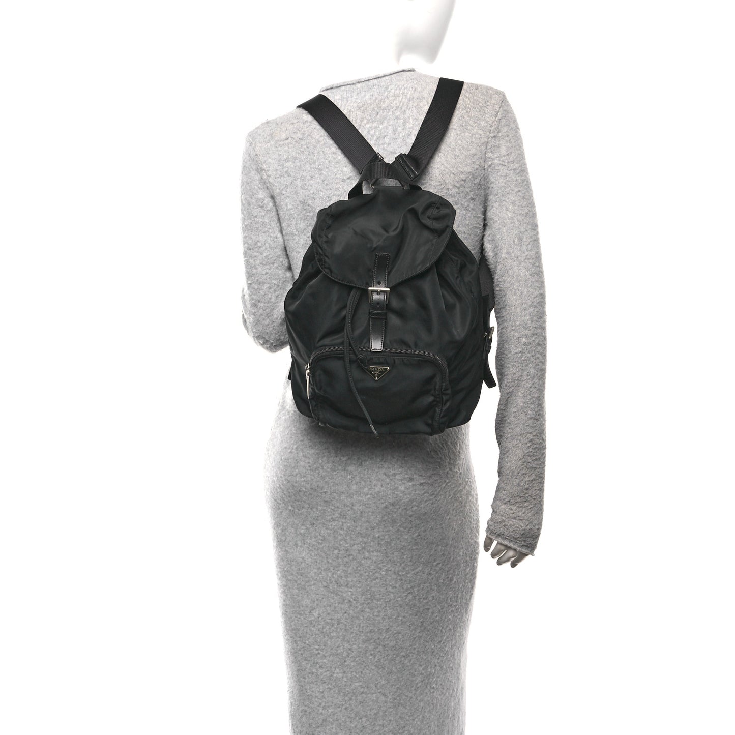 Tessuto Nylon Vela Cinch Backpack Black