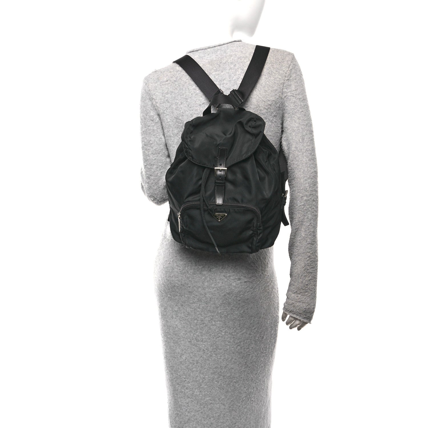 Prada Tessuto Nylon Vela Cinch Backpack Black 2 of 10