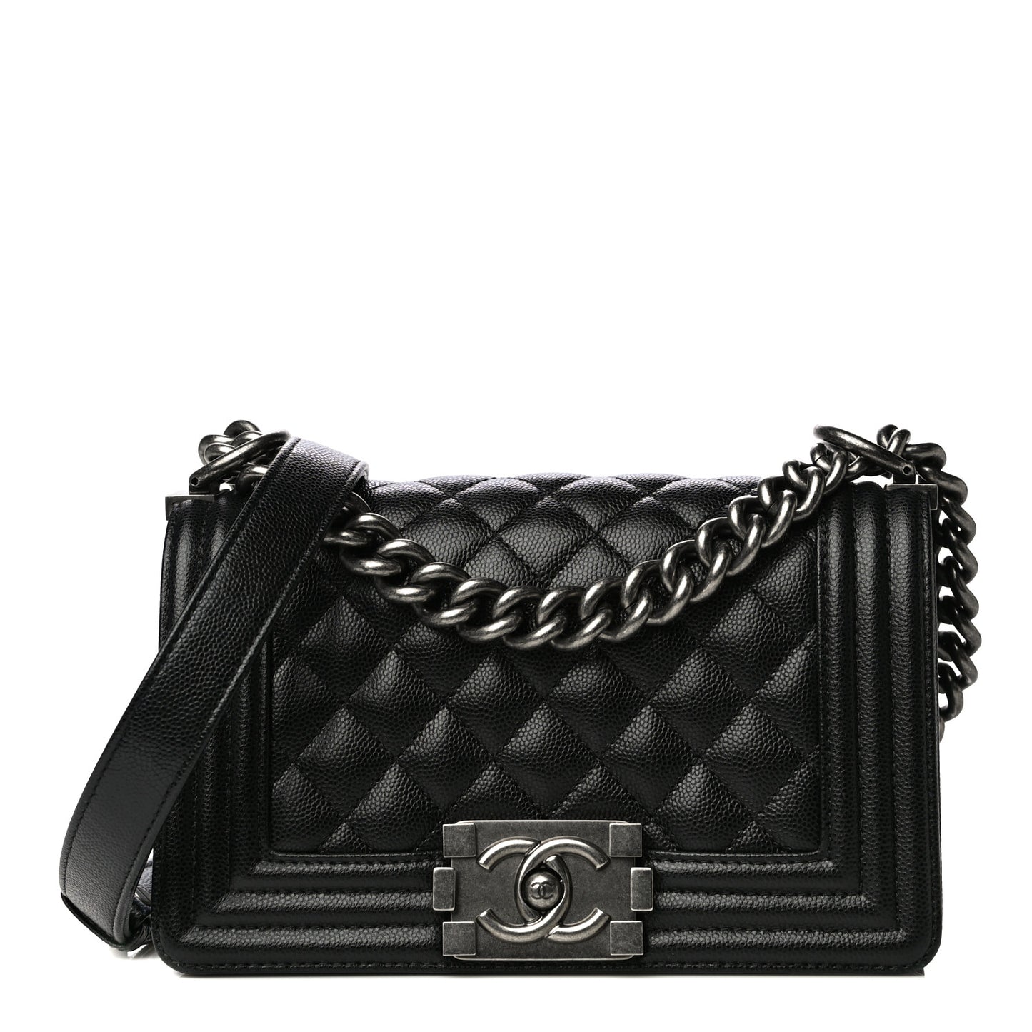 Caviar Quilted Small Boy Flap Black