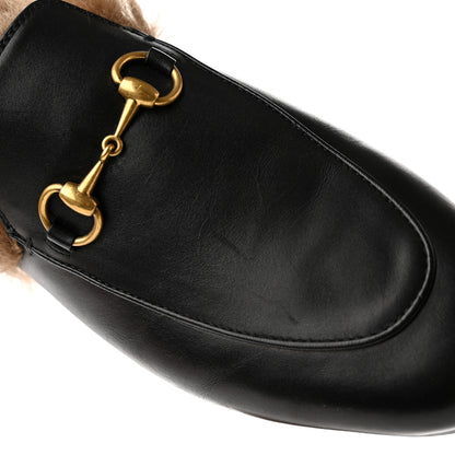 Gucci Calfskin Fur Womens Princetown Slippers 37.5 Black 8 of 11