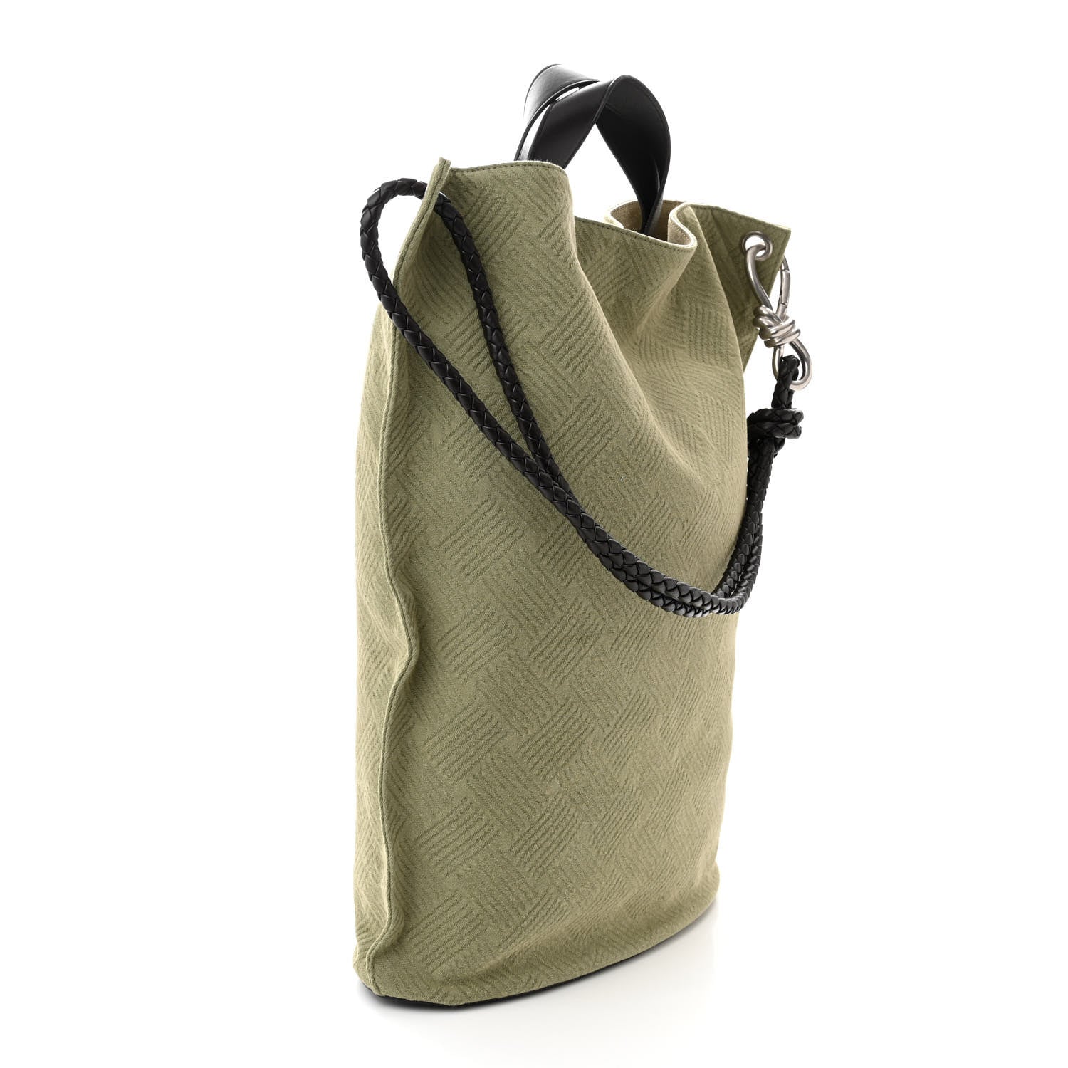 Bottega Veneta Jacquard Canvas Avenue Knot Tote Crocodile Ebano 3 of 9