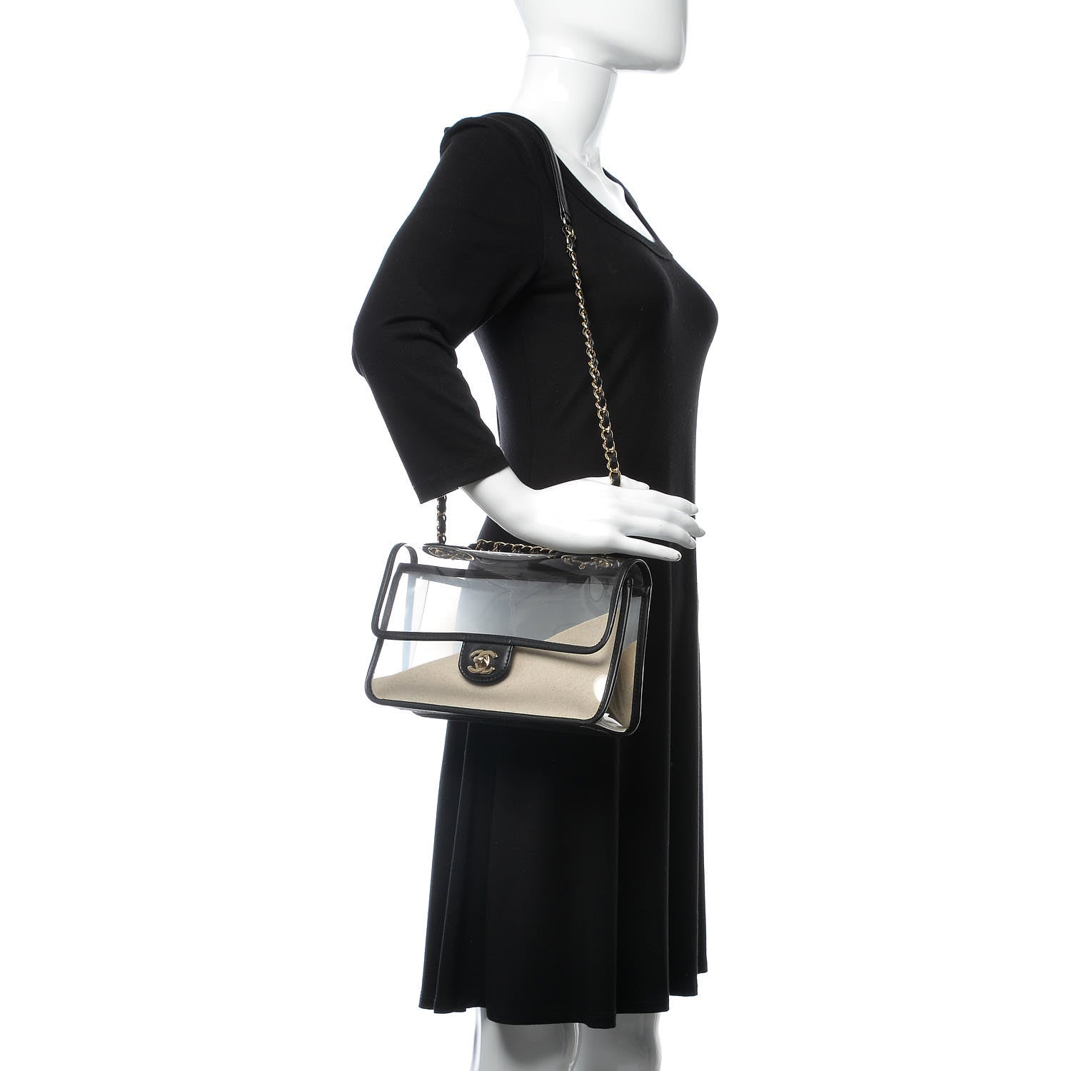 Chanel Lambskin PVC Medium Coco Sand Flap Black 2 of 10