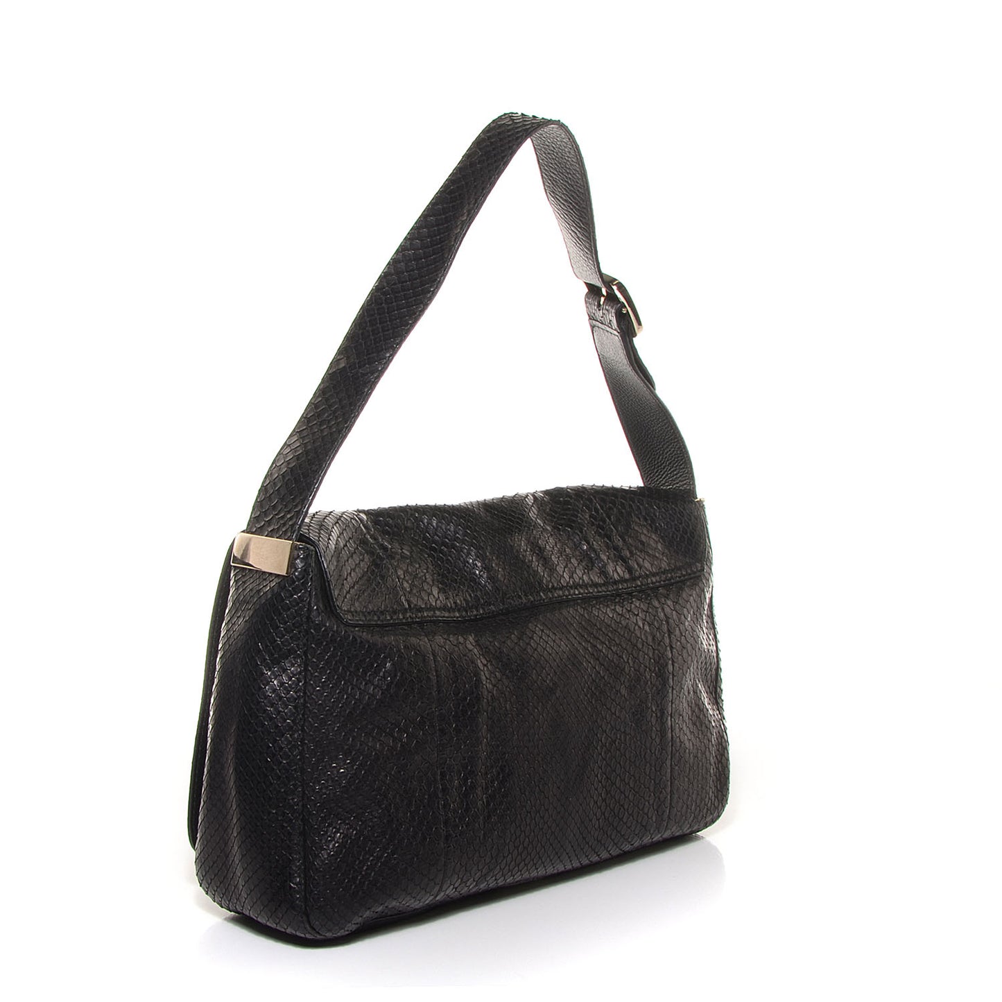 Snakeskin G Square Medium Shoulder Bag Black