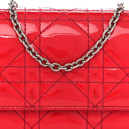 Christian Dior Patent Cannage Rendez-vous Chain Wallet Red 9 of 14
