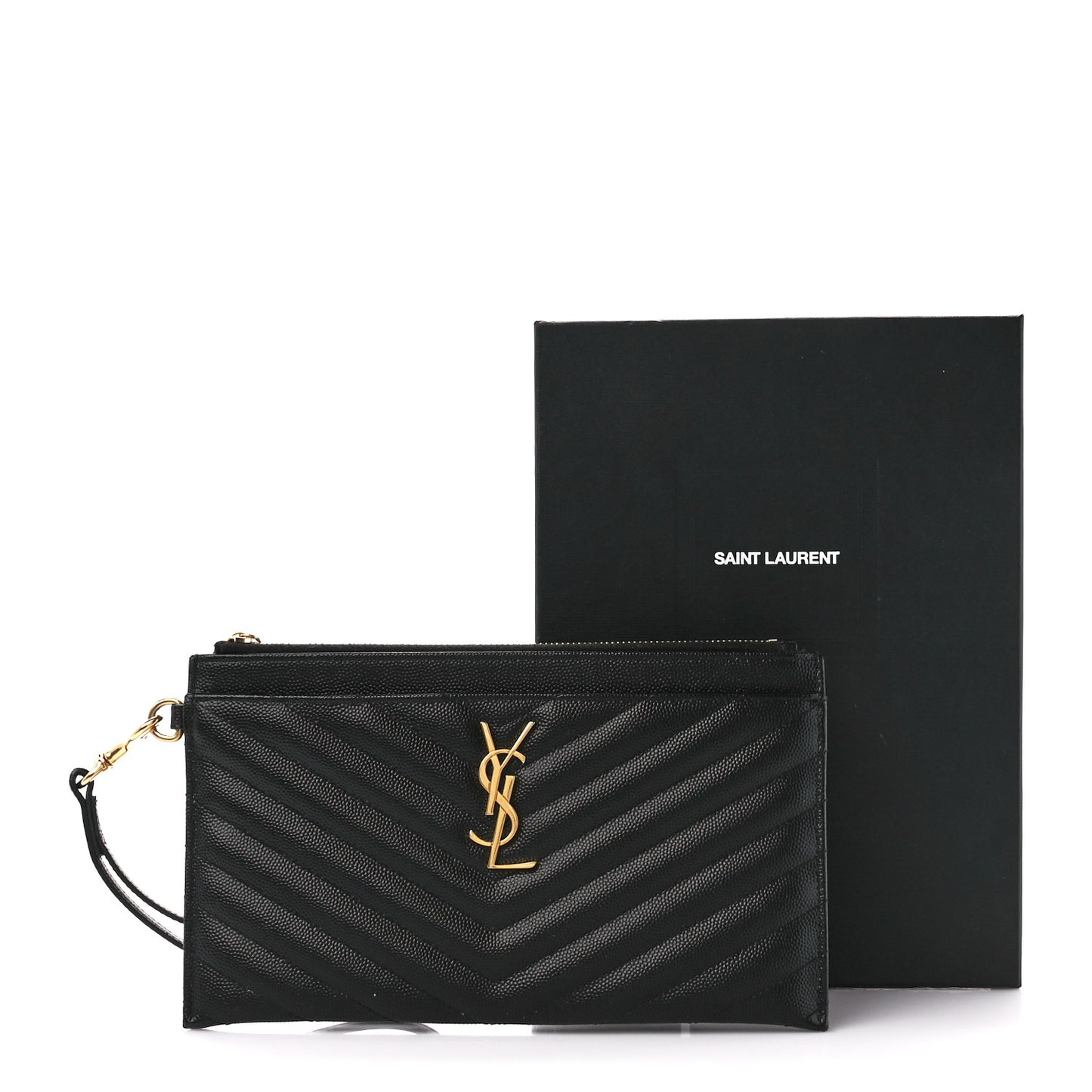 Grain De Poudre Chevron Monogram Large Bill Pouch Black