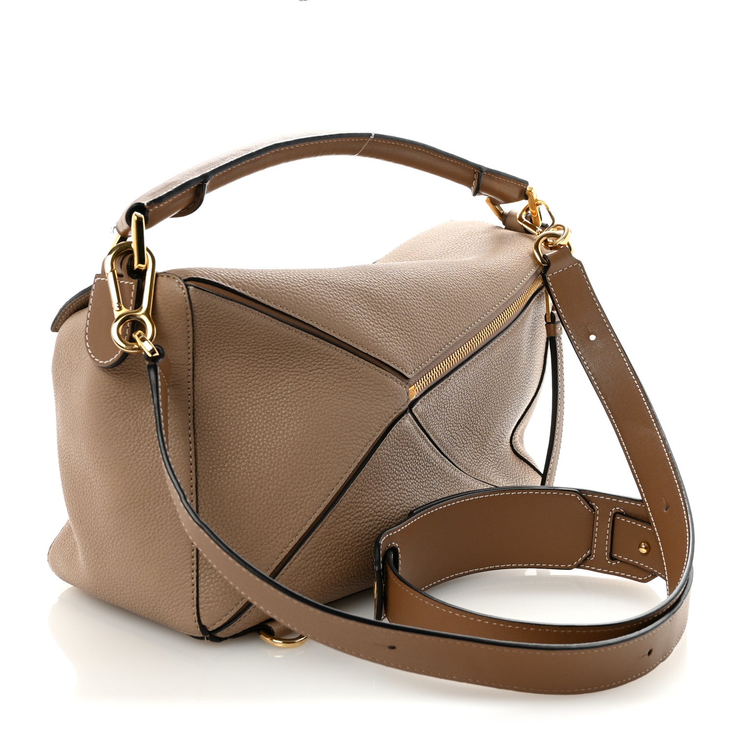 Loewe Grained Calfskin Medium Puzzle Bag Sand Mink 1865743