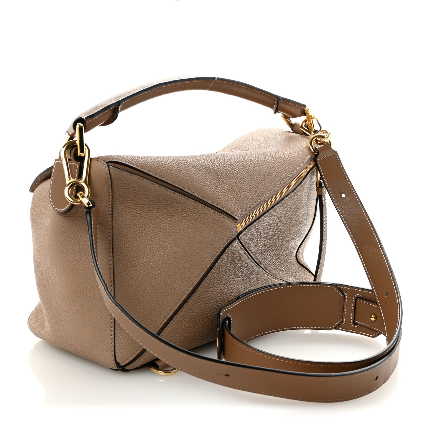 Grained Calfskin Medium Puzzle Bag Sand Mink
