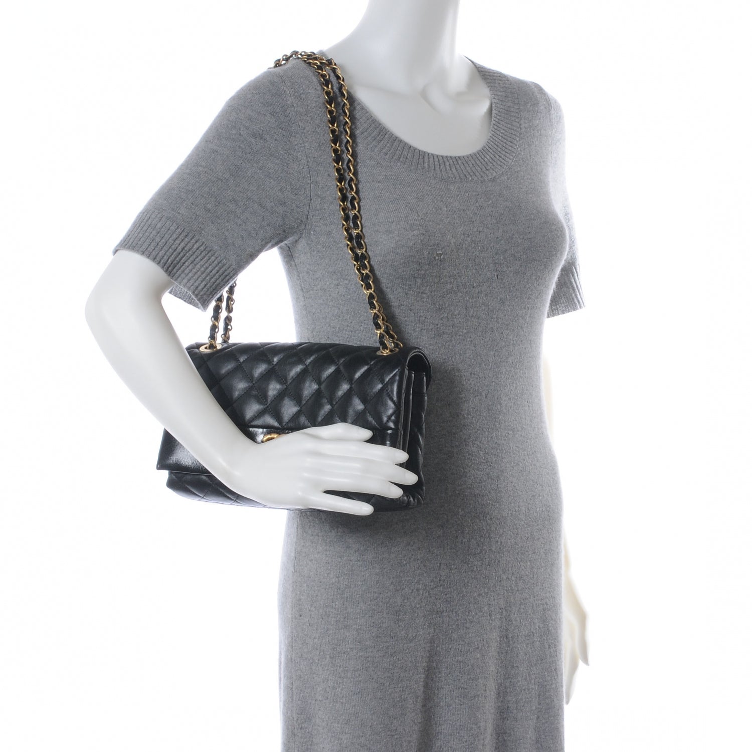 Chanel Calfskin Soft Elegance Flap Bag Black 2 of 7