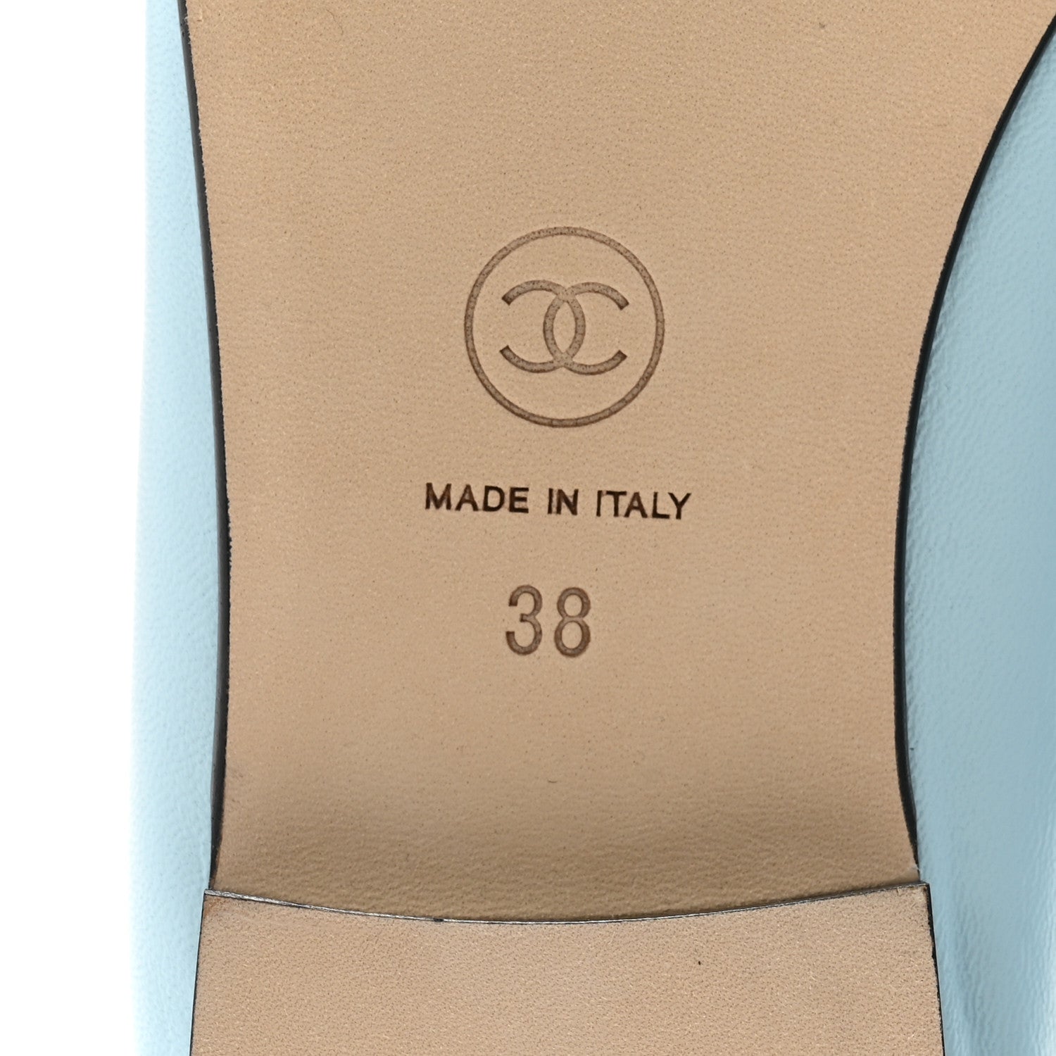 Chanel Lambskin Cap Toe CC Ballerina Flats 38 Light Blue Black 6 of 10