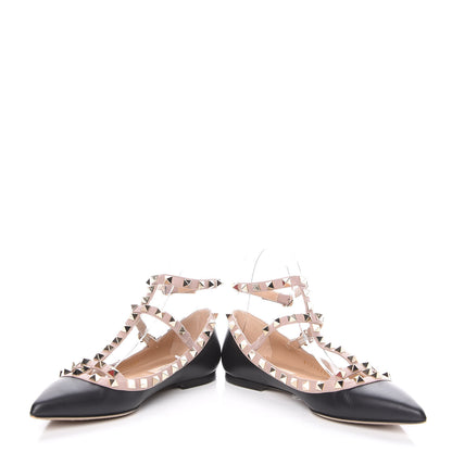 Valentino Garavani Nappa Rockstud Cage Ballerina Flats 35 Black Poudre 5 of 16