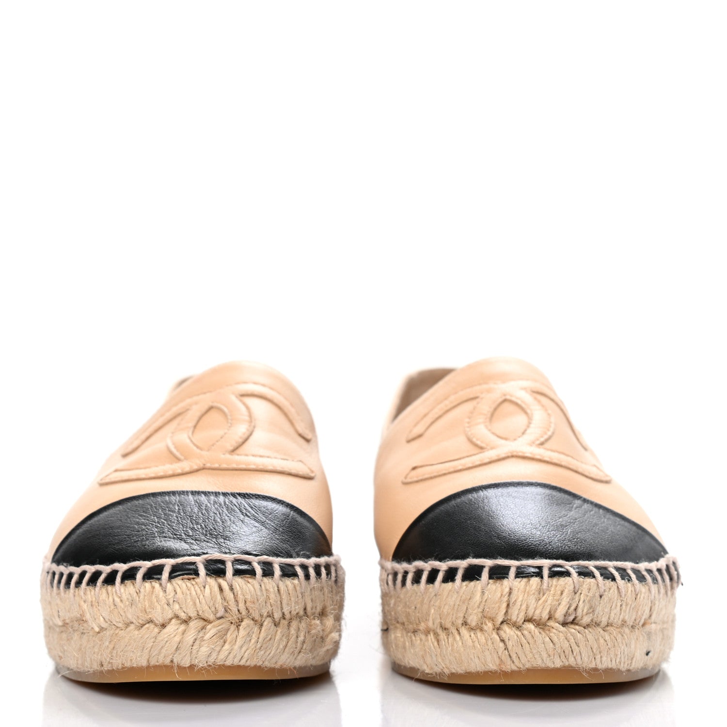Chanel Lambskin CC Espadrilles 36 Beige Black 2 of 10