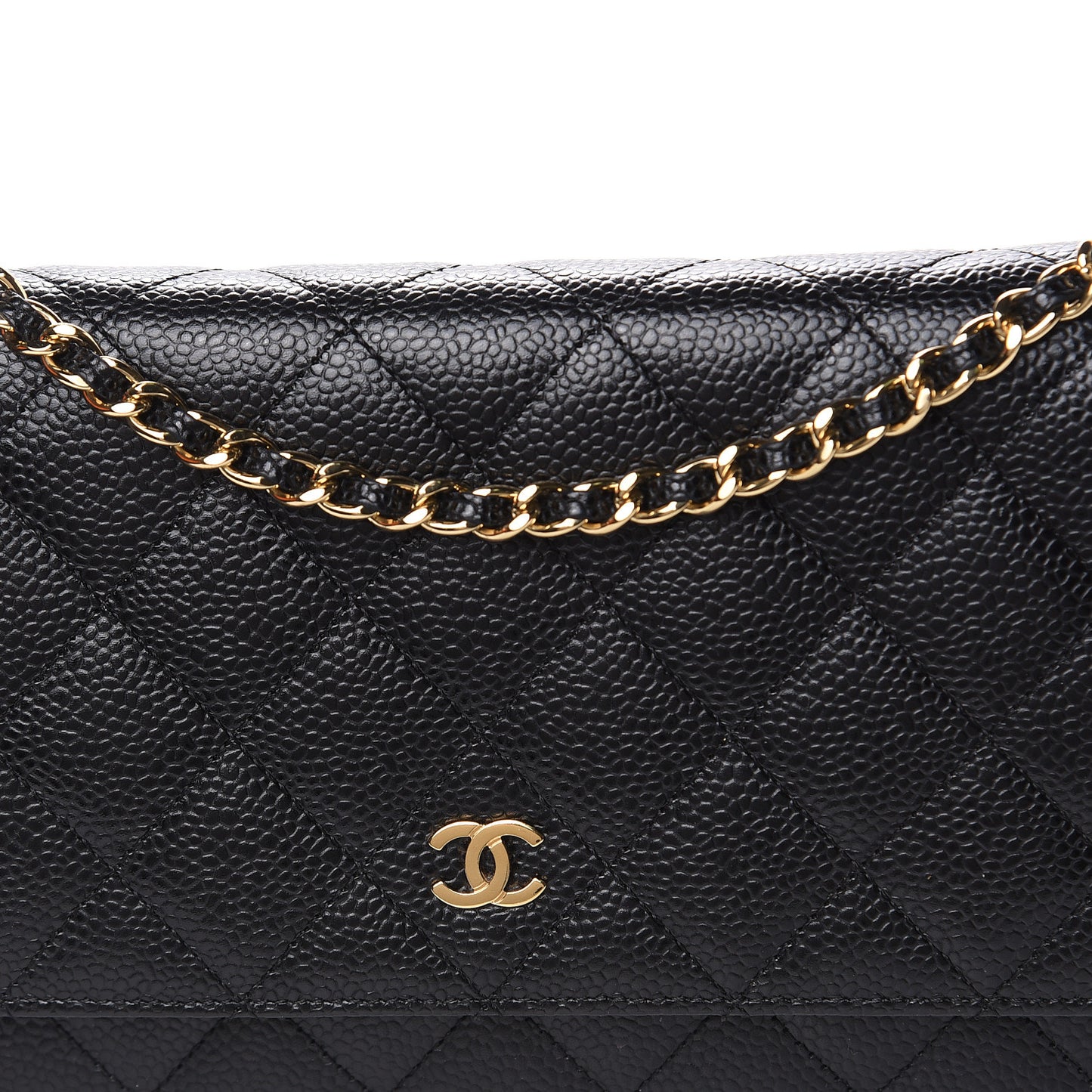 Caviar Quilted Wallet On Chain WOC Black